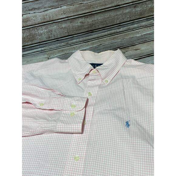Ralph Lauren Men’s Dress Shirt Classic Fit Pink‎ White Size 16 32/33 - Picture 1 of 5